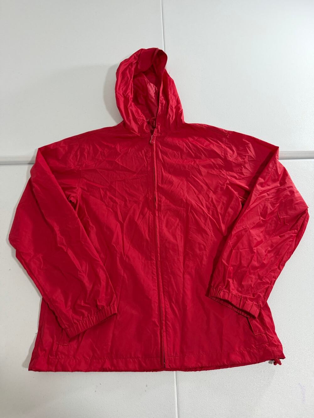 L.L.Bean Women’s XS Red Hooded Windbreaker Rain Jacket Lightweight Full Zip